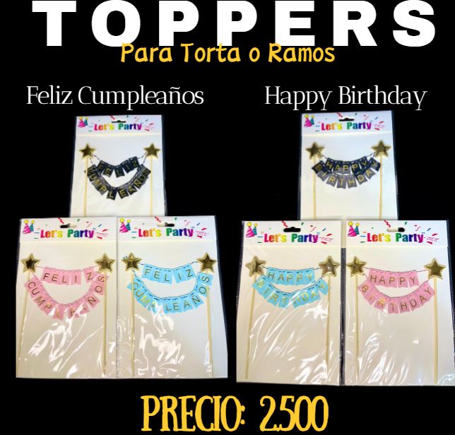 Topper de cumpleaños o happy birthday para torta